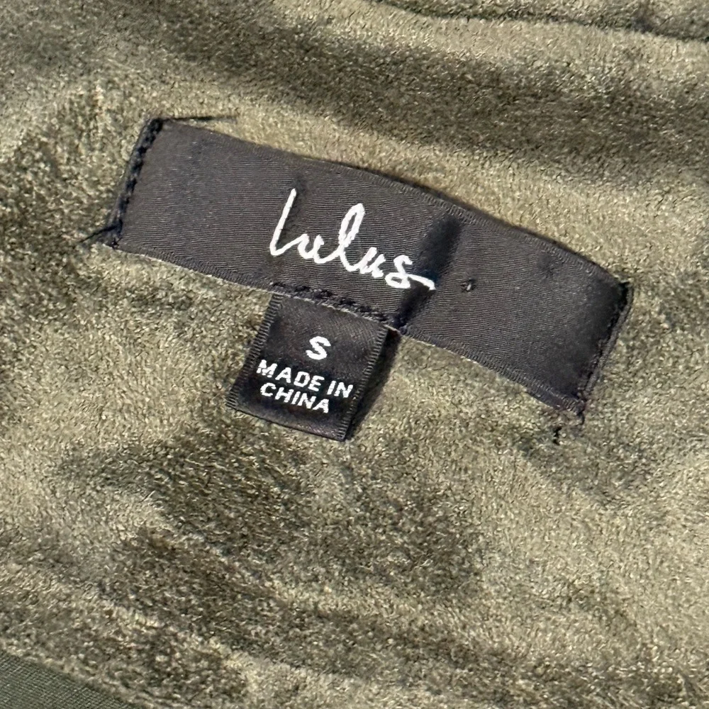 Lulus Wild at Heart Olive Green Vegan Suede Moto Jacket 🫒✨ - Picture 6 of 8